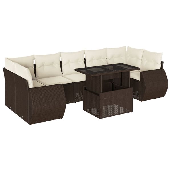 vidaXL Garden Sofa Set Brown PE Rattan Modular, Adjustable