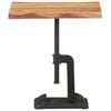 vidaXL Side Table Natural, Black Solid Acacia Wood, Powder-Coated Cast Iron