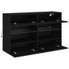 vidaXL TV Wall Cabinet Black Engineered wood, Glass Medium