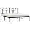vidaXL Bed Frame Black Powder-Coated Steel King Metal Bed Frame