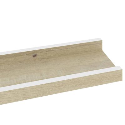 vidaXL Wall Shelves 2 pcs White and Sonoma Oak 23.6"x3.5"x1.2"