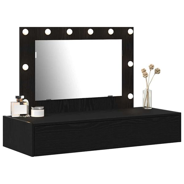 vidaXL Dressing Table Black 39.37 x 15.75 x 27.56 in Engineered Wood