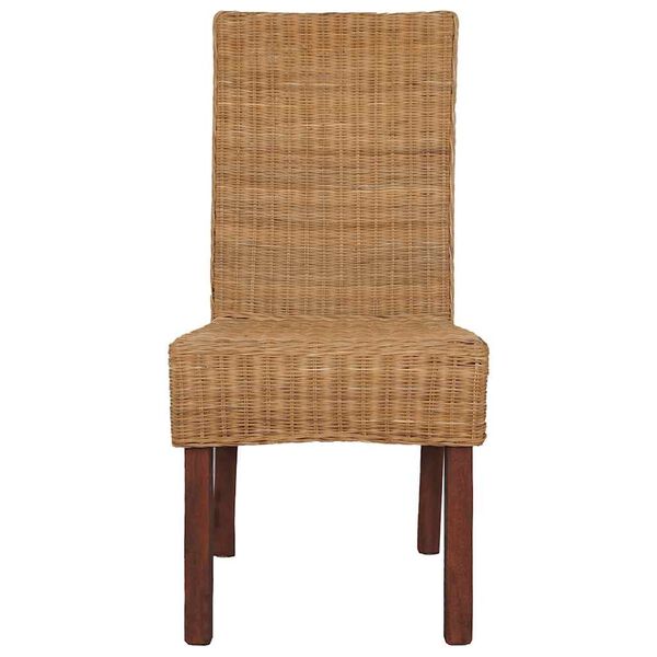 vidaXL Dining Chair Set of 2 Brown Solid mango wood and genuine rattan