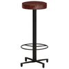 vidaXL Bar Stool Set of 2 Brown, Black Real leather, Powder-coated iron