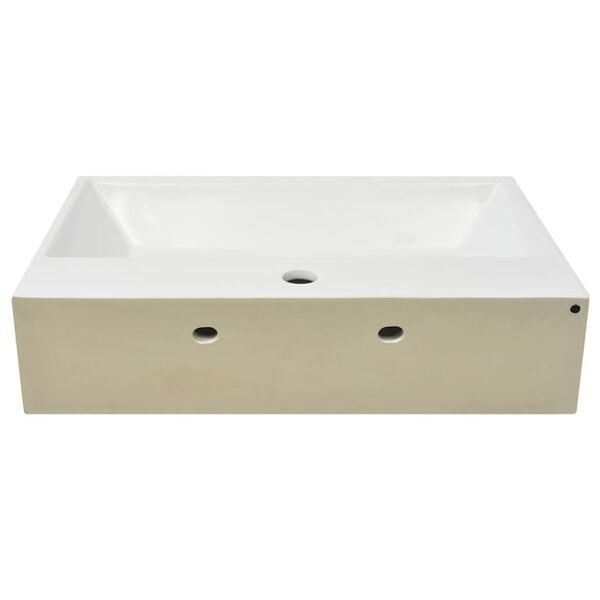 vidaXL Basin with Faucet Hole Ceramic White 23.8"x16.7"x5.7"
