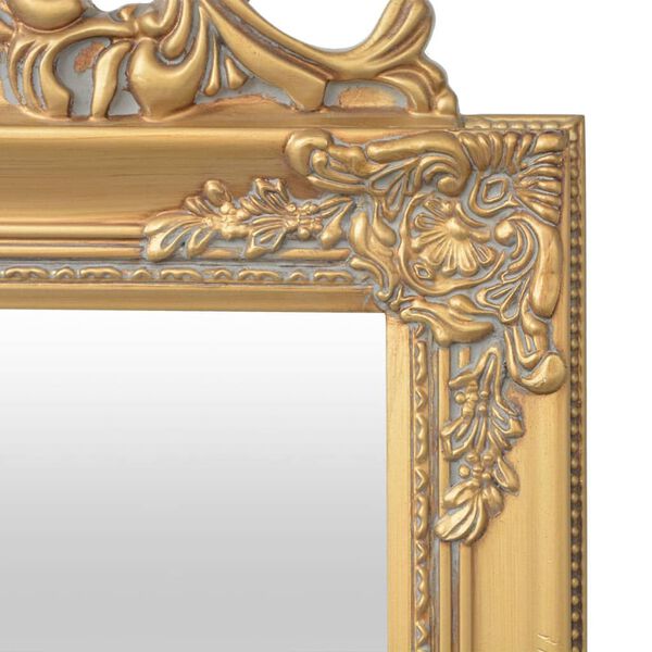 vidaXL Free-standing Mirror Gold Wood, glass, engineered wood Full-length