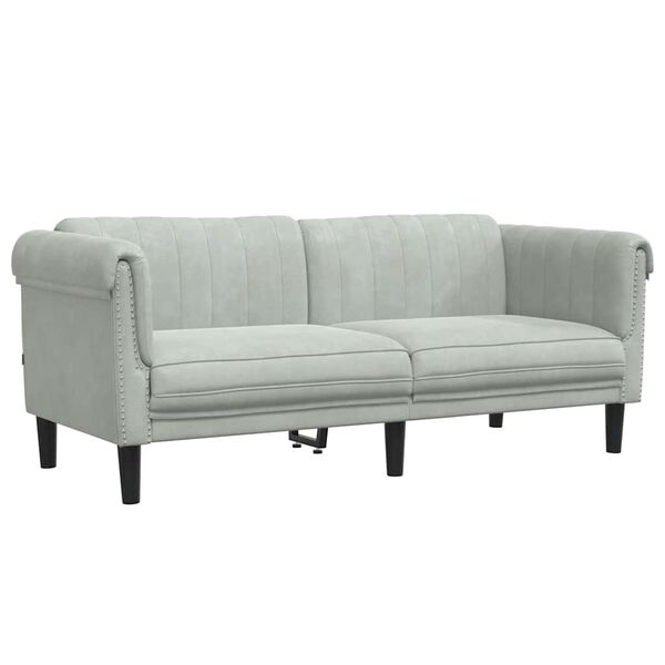 vidaXL Sofa Light grey Velvet, plywood, solid wood 2-seater Sofa