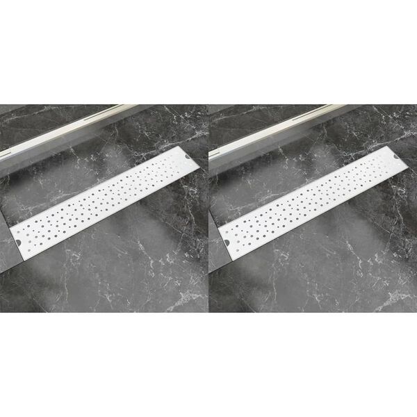 vidaXL Linear Shower Drain 2 pcs Bubble 24.80x5.51" Stainless Steel(2x142190)