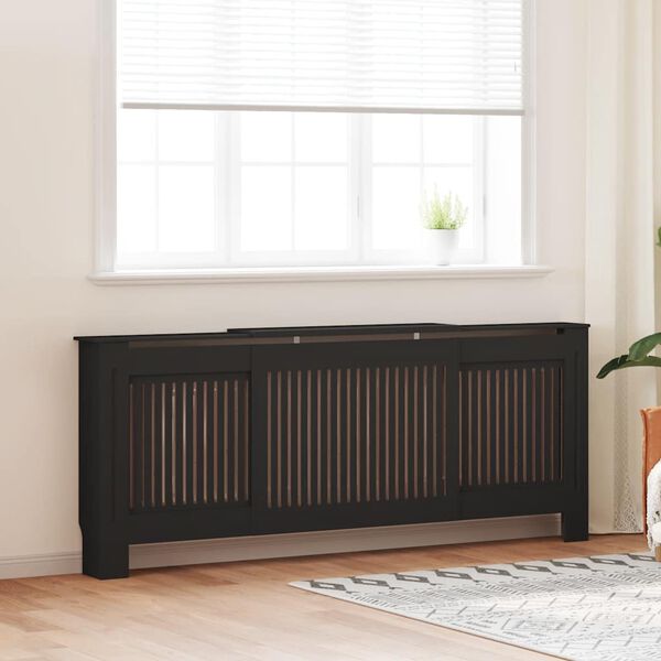 vidaXL MDF Radiator Cover Black 80.7"
