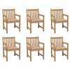 vidaXL Patio Chair Set of 6 Beige Solid teak wood Standard Durable