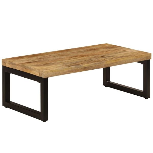 vidaXL Coffee Table Natural Mango Wood Finish Solid Mango Wood and Steel