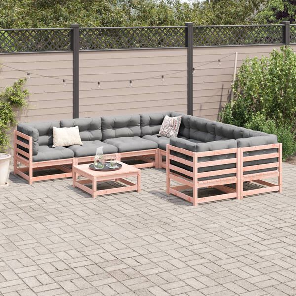 vidaXL Garden Sofa Set Reddish-brown Solid Douglas Fir Wood 9 Piece