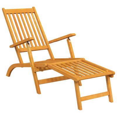 vidaXL Patio Deck Chair with Footrest and Table Solid Wood Acacia