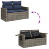 vidaXL Patio Sofa with Cushions 2-Seater Gray Poly Rattan