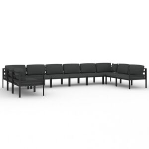 vidaXL 10 Piece Patio Lounge Set with Cushions Aluminum Anthracite