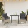vidaXL 3 Piece Patio Dining Set with Cushions Light Grey Poly Rattan