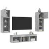 vidaXL 5 Piece TV Wall Units with LED Concrete Gray Engineered Wood