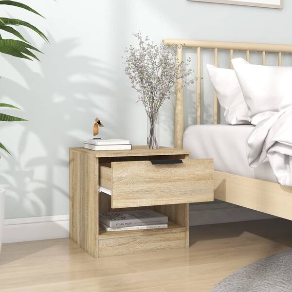 vidaXL Bedside Cabinet Set of 2 Sonoma oak Engineered wood Standard