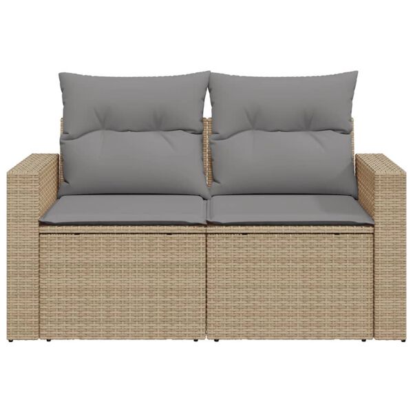 vidaXL Garden Sofa Beige PE rattan, Powder-coated steel 2-Seater