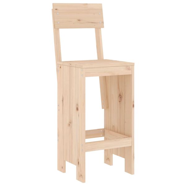 vidaXL Garden Bar Set Natural wood Solid pine wood Compact Footrest