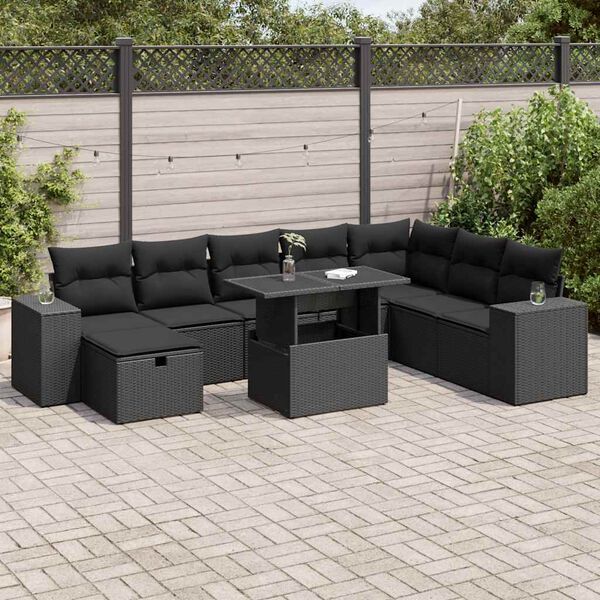 vidaXL Garden Sofa Set Black, Light Grey, Dark Grey