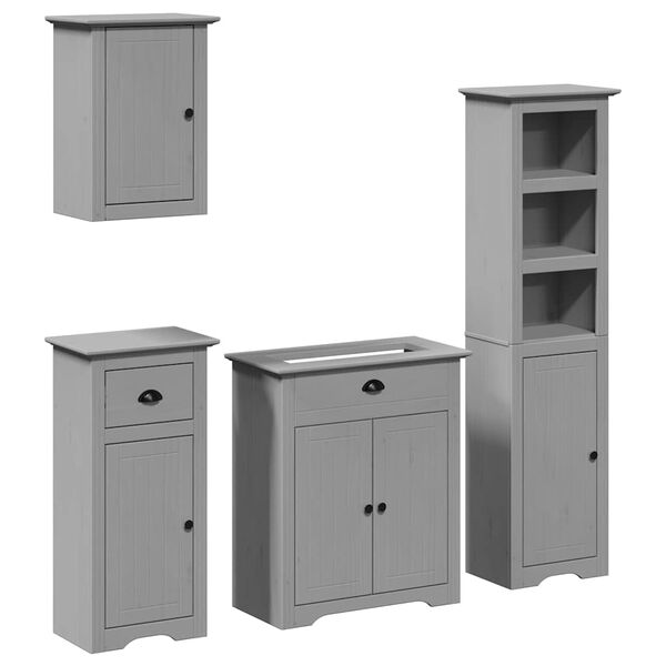 vidaXL Bathroom Furniture Set Gray Solid pinewood and engineered wood