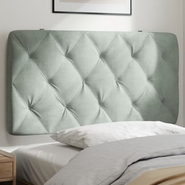 vidaXL Headboard Cushion Light grey Velvet (100% polyester), Foam Standard