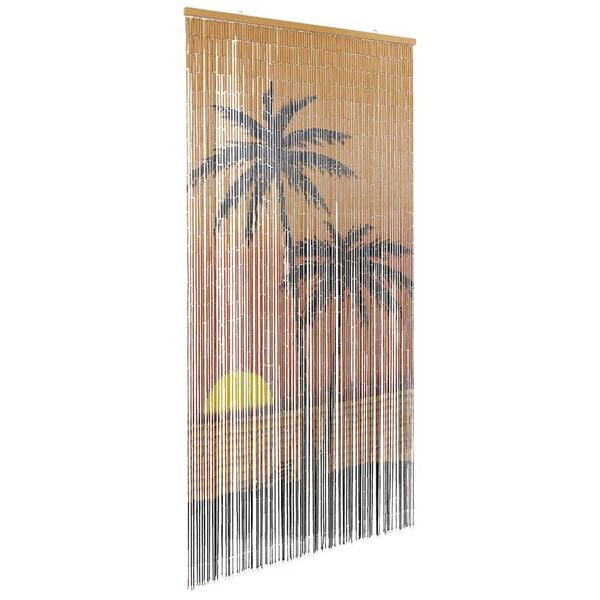 vidaXL Insect Door Curtain Palm Tree Print 35.4"x86.6" Bamboo
