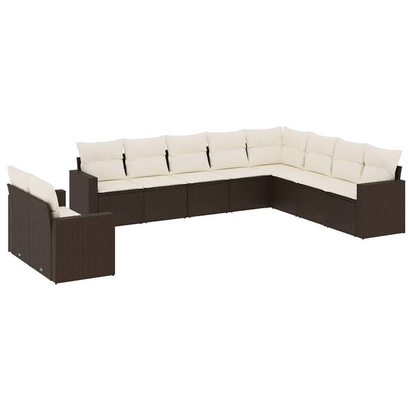 vidaXL Garden Sofa Set Brown, Cream white