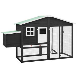 vidaXL Chicken Coop Grey and White Solid fir wood, plywood, galvanized steel