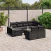 vidaXL Garden Sofa Set Black Poly Rattan Large Removable Covers