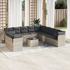 vidaXL Garden Sofa Set Light Grey PE Rattan Large Modular