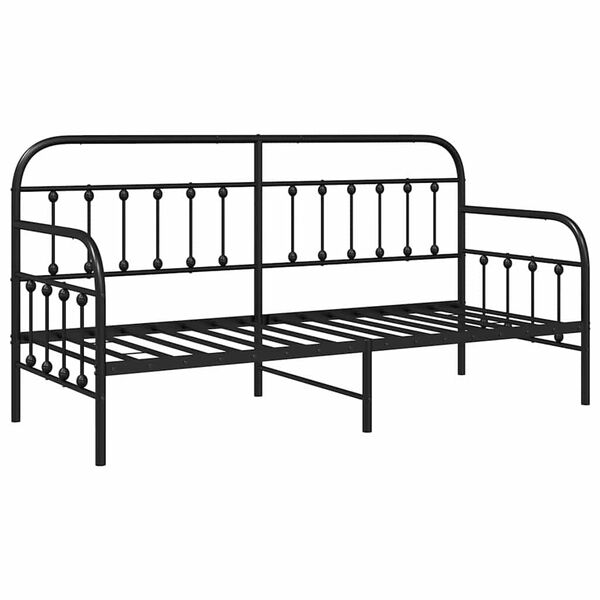 vidaXL Daybed Frame with Headboard Black 31.5" x 78.7" Steel
