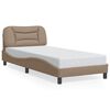 vidaXL Bed Frame without Mattress "Hvar" Cappuccino 35.4"x74.8" Faux Leather