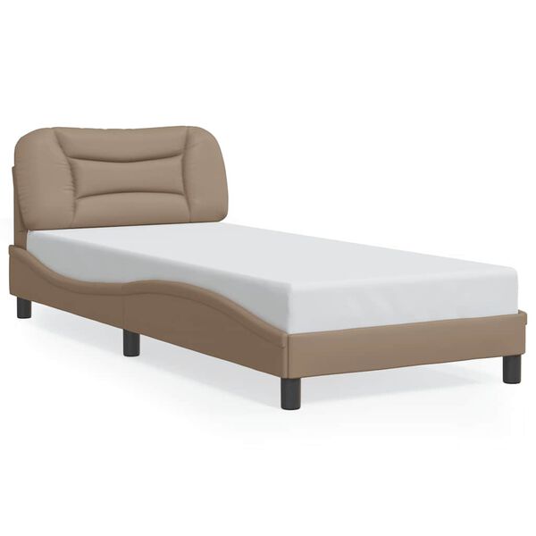 vidaXL Bed Frame without Mattress "Hvar" Cappuccino 35.4"x74.8" Faux Leather