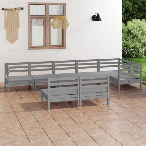 vidaXL Garden Lounge Set Gray Solid Pinewood Standard Modular