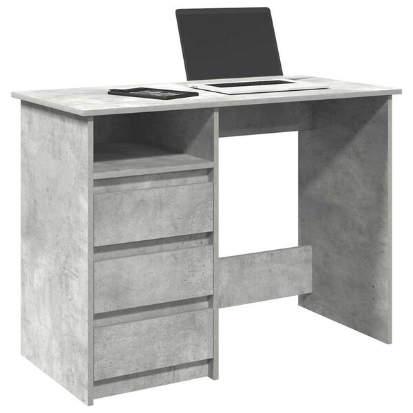 vidaXL Desk Concrete Gray Engineered Wood Medium Desk Rectangular