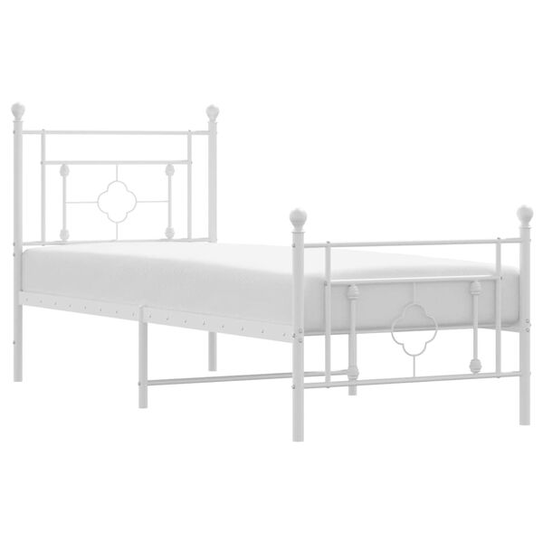 vidaXL Bed Frame White Steel Small Single Bed Frame Rectangular