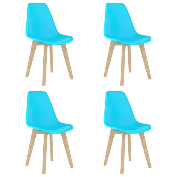 vidaXL Dining Chair Set of 4 Blue Polypropylene, Beechwood 0 Ergonomic