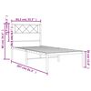 vidaXL Metal Bed Frame White Powder-Coated Steel 31.5x79 in Bed Frame