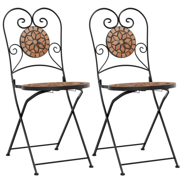 vidaXL Bistro Chair Set of 2 Terracotta Powder-coated iron, ceramic