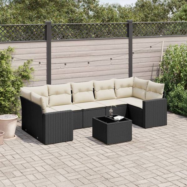 vidaXL Garden Sofa Set Black, Cream White