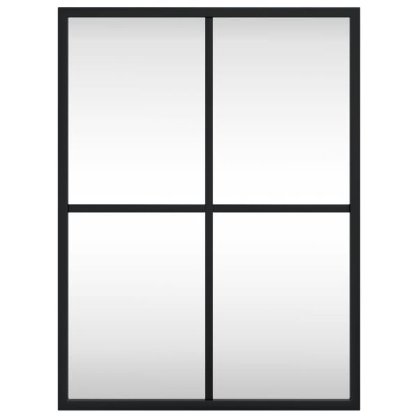 vidaXL Wall Mirror Black Glass and Powder-Coated Iron 12 x 16 in