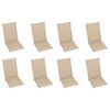 vidaXL Reclining Patio Chairs with Cushions 8 pcs Solid Teak Wood