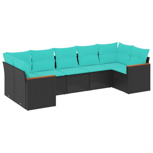 vidaXL Patio Sofa Set Black, Blue