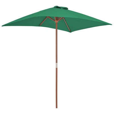 vidaXL Outdoor Parasol with Wooden Pole 59.1"x78.7" Green