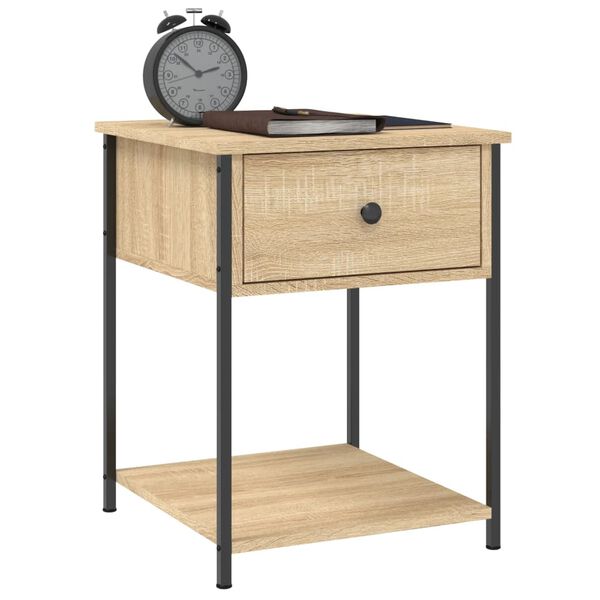 vidaXL Bedside Table Set of 2 Sonoma oak Engineered wood, iron Medium