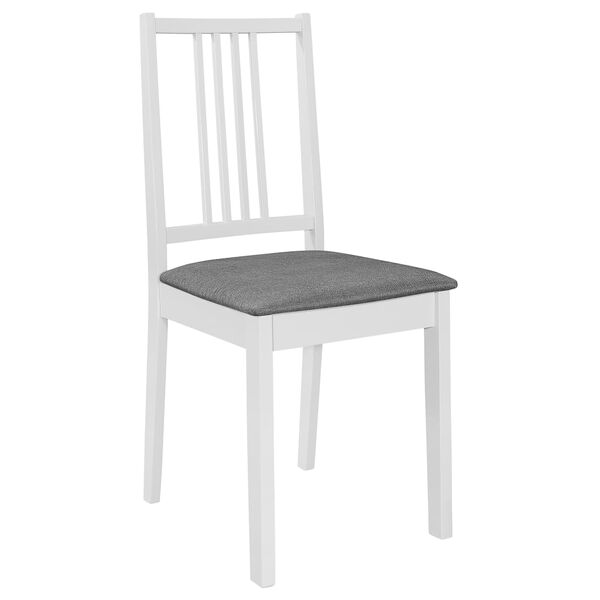 vidaXL Dining Chair Set of 4 White, Grey Solid wood, 100% polyester