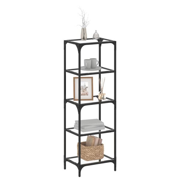 vidaXL Storage Rack Black glass Stainless steel and glass