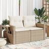 vidaXL Garden Sofa Beige PE Rattan, Powder-Coated Steel Medium Foldable